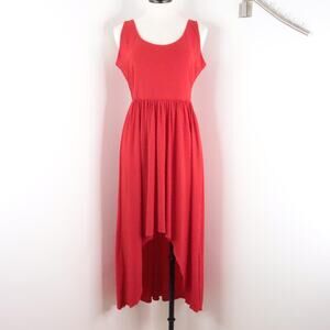 Kate & Mallory Designs Women’s M Solid Red Sleeveless High-Low Midi Dress